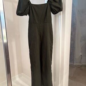Francesca's green Puff Sleeve Jumpsuit